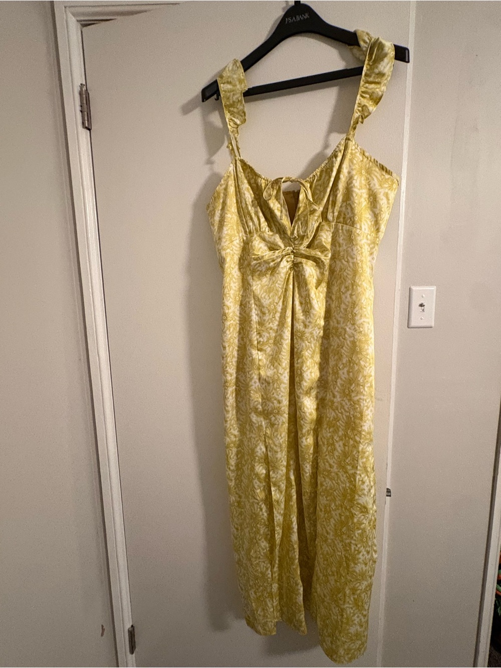 Cinq à Sept Pear Milicent Floral Midi Dress Leg Slit Yellow 14